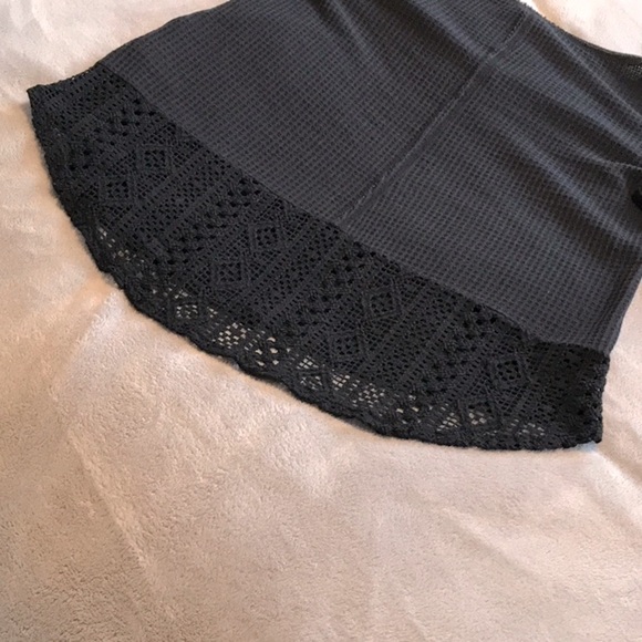LUCKY BRAND Black Waffle Long Sleeve Top with Lace Size XS - Picture 14 of 16